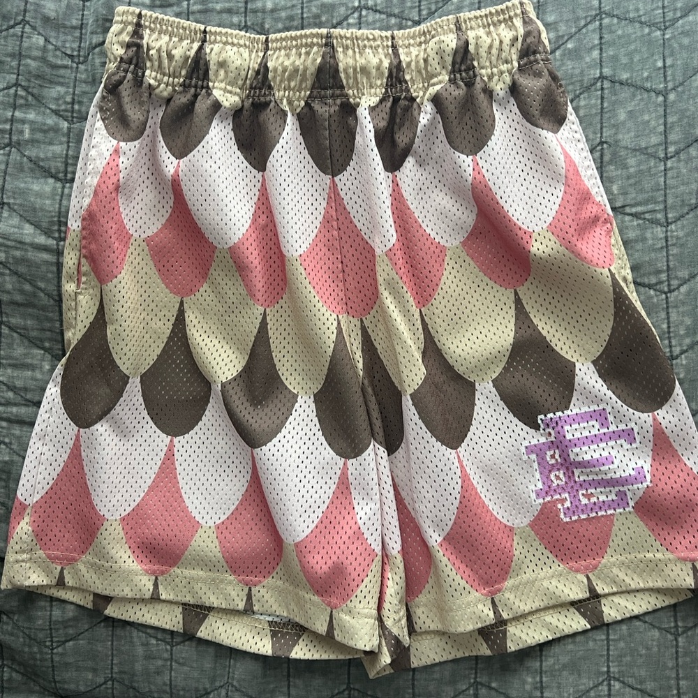 Eric Emanuel Pink and Cream Mesh Shorts